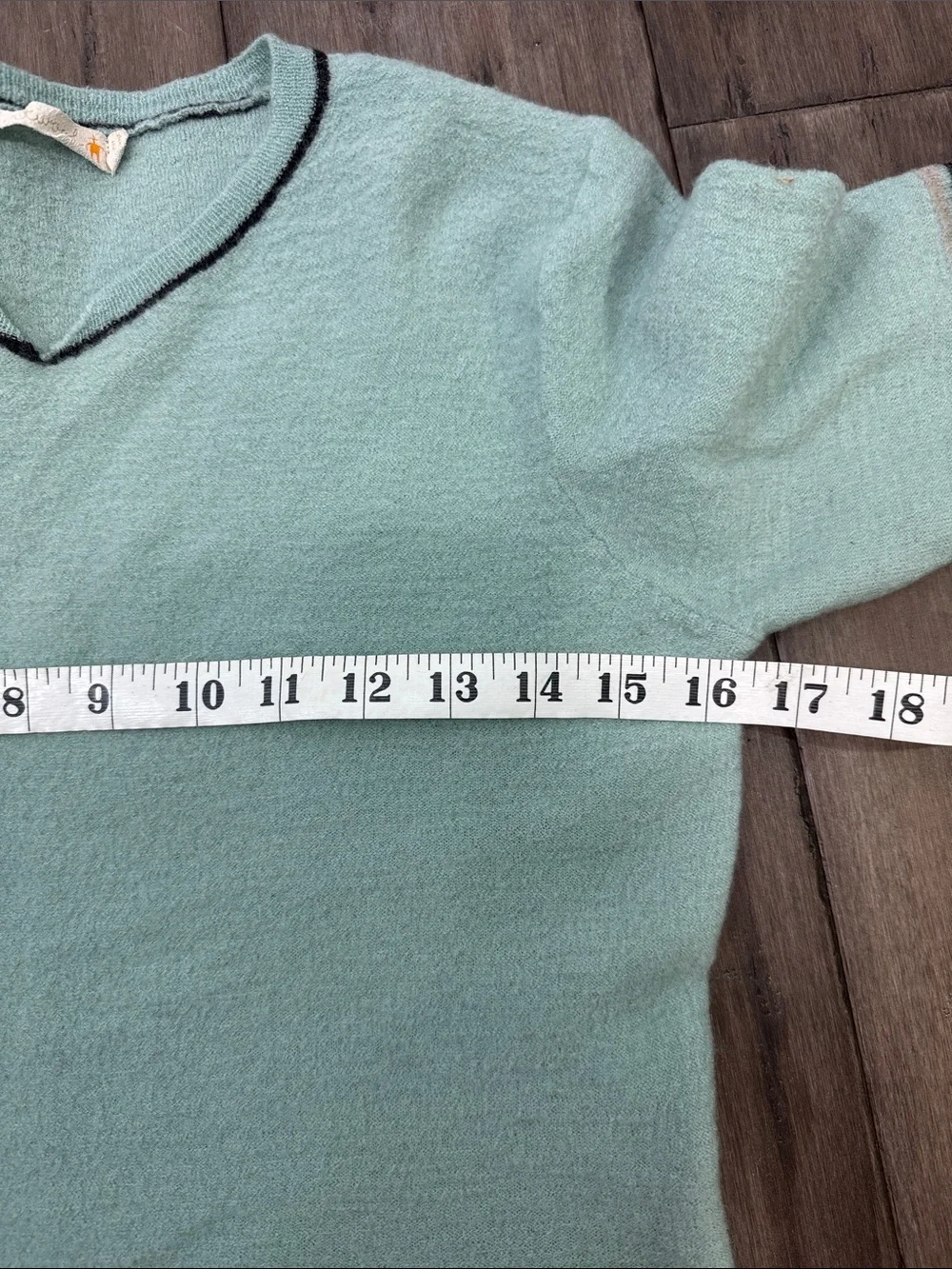 Smartwool Women's Light Teal V-Neck Sweater with Striped Sleeve‎ Detail